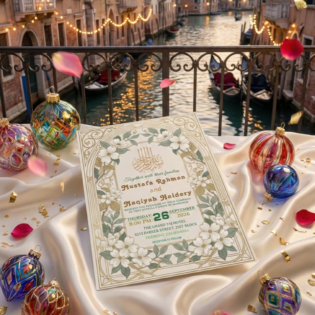 Invitación Art Nouveau Bismillah Calligraphy Vintage Garden (Subido por el creador)