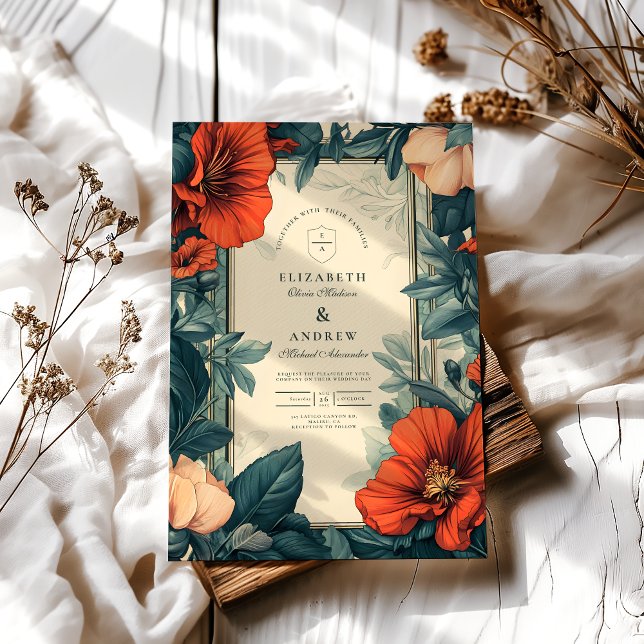 Invitación Art Nouveau, Boda floral europeo (Subido por el creador)