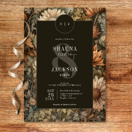 Invitación Art Nouveau Brown William Morris Boda Floral