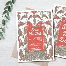 Invitación Art Nouveau Calla Lily Elegance Save the Date