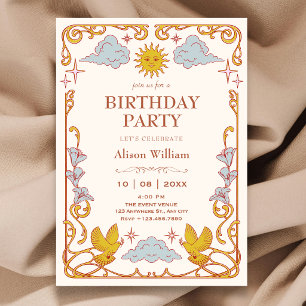 Invitación Art nouveau Cumpleaños celestial