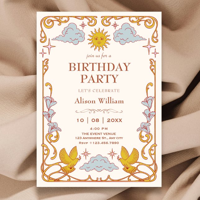Invitación Art nouveau Cumpleaños celestial (Subido por el creador)