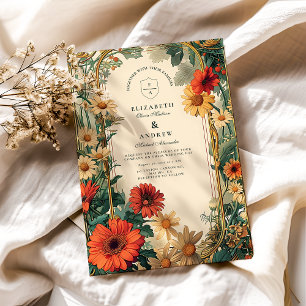 Invitación Art Nouveau Daisy Frame Boda