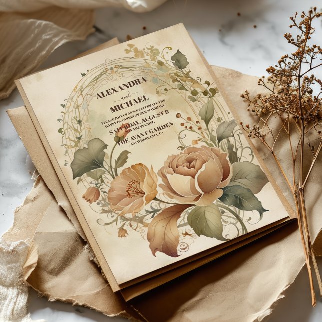 Invitación Art Nouveau de la boda de otoño (Subido por el creador)