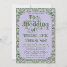 Invitación Art Nouveau Elegant Lovebirds Lavender