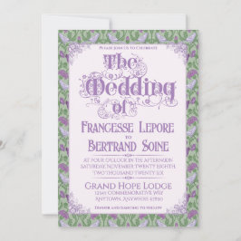 Invitación Art Nouveau Elegant Lovebirds Lilac
