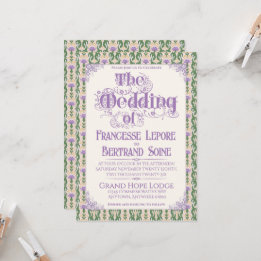 Invitación Art Nouveau Elegant Thistle Butter Yellow