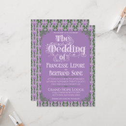 Invitación Art Nouveau Elegante Cardo Real Lavanda