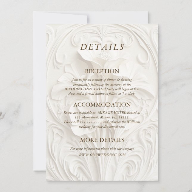 Invitación Art Nouveau elegante Floral Todo en un Boda (Reverso)