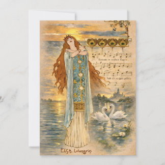 Invitación Art Nouveau Elsa Lohengrin Poster with Swans 