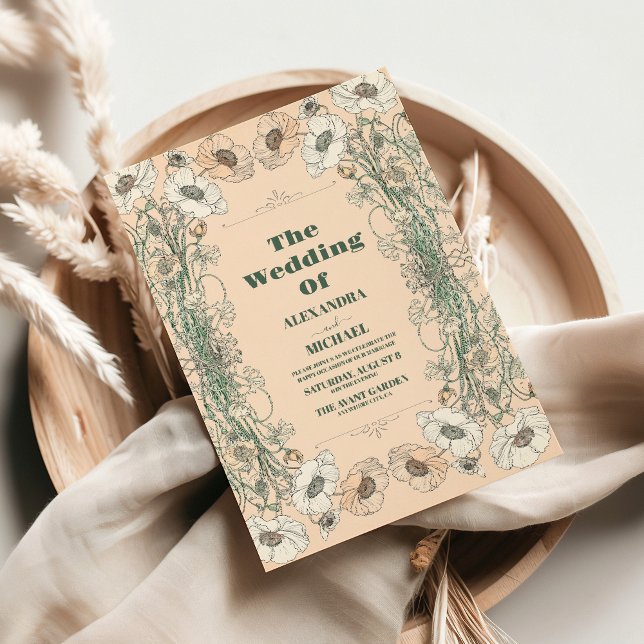 Invitación Art Nouveau floral boda (Subido por el creador)