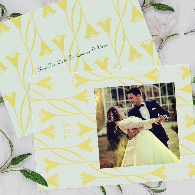 Invitación Art Nouveau Floral Lily Save The Date Announcement (Subido por el creador)