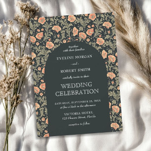 Invitación Art Nouveau floral retro William Morris boda