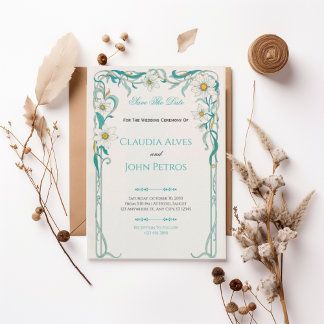 Invitación Art Nouveau Floral Save the Date Invitation