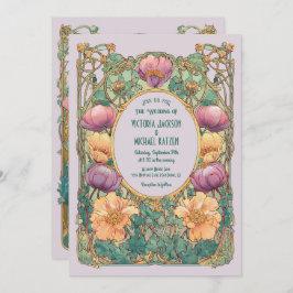 Invitación Art Nouveau Floral Wedding Invitation