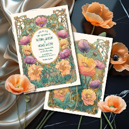 Invitación Art Nouveau Floral Wedding Invitation