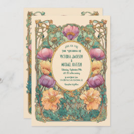 Invitación Art Nouveau Floral Wedding Invitation