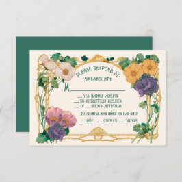 Invitación Art Nouveau Floral Wedding RSVP response card