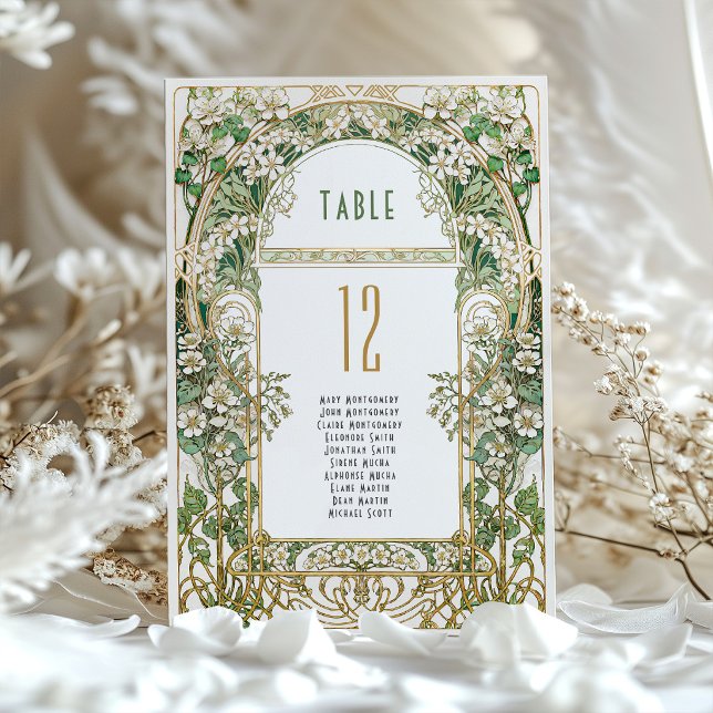 Invitación Art Nouveau Floral Wedding Table Number (Subido por el creador)