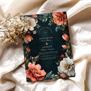 Invitación Art Nouveau Flores Oscuras