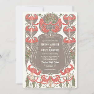 Invitación Art Nouveau Fuchsia Elegance Boda