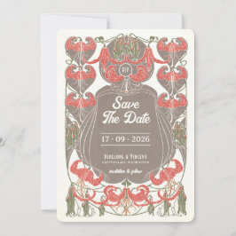 Invitación Art Nouveau Fuchsia Elegance Save the Date