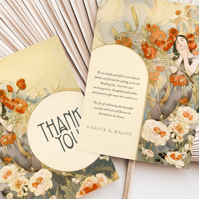Invitación Art Nouveau Gracias Cartucho Rojo (Subido por el creador)