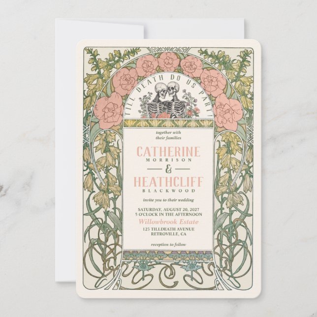 Invitación Art Nouveau hasta la muerte nos hace Boda parcial (Anverso)