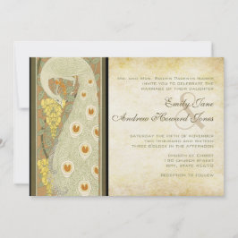 Invitación Art Nouveau Peacock Love Birds Boda