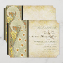 Invitación Art Nouveau Peacock Love Birds Boda