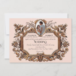 Invitación Art Nouveau Rococo Elegante Boda de fotografía ros