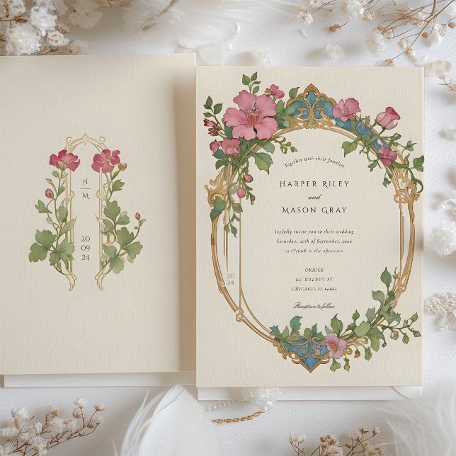 Invitación Art Nouveau Sweet Pea Floral Boda (Subido por el creador)