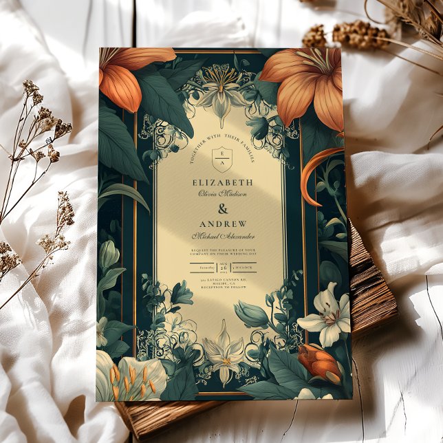 Invitación Art Nouveau Whimsical Floral Boda (Subido por el creador)