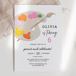 Invitación Art Paint Birthday Party Chica