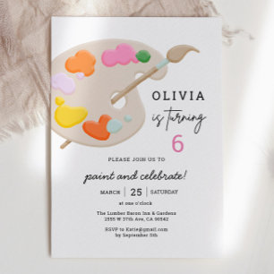 Invitación Art Paint Birthday Party Chica