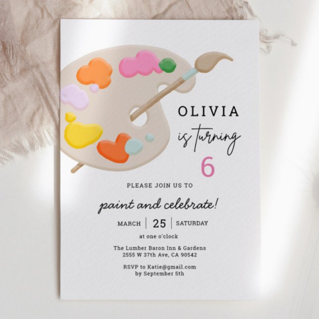 Invitación Art Paint Birthday Party Chica (Subido por el creador)