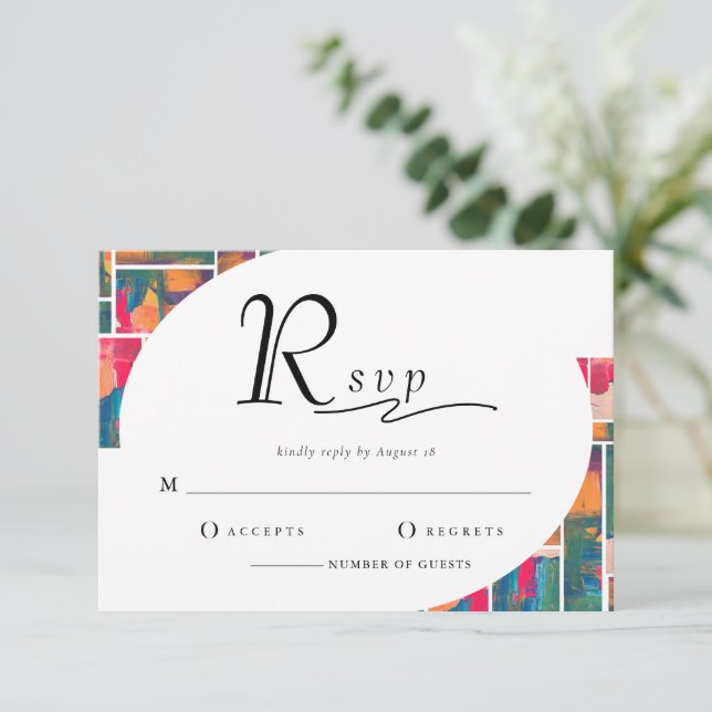 Invitación Art Paint Colorful Modern Abstract Wedding RSVP (Anverso de pie)