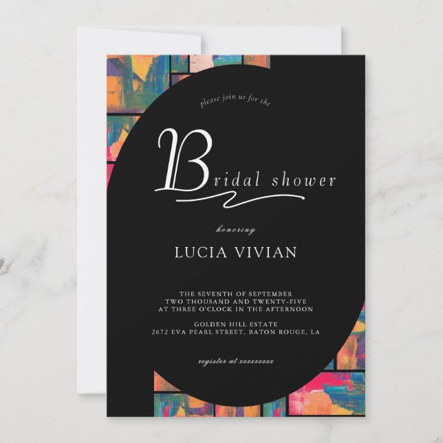 Invitación Art Paint Colorful Moderno Abstract Bridal Shower (Anverso)