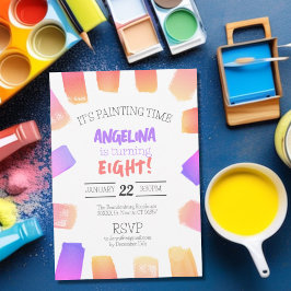 Invitación Art Paint Fiesta Birthday Rainbow Bruske