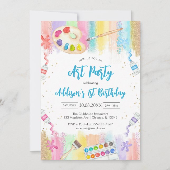 Invitación Art Party Painting Craft Birthday Invitation (Anverso)