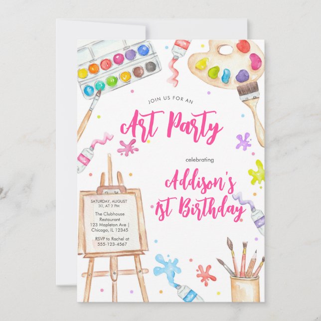 Invitación Art Party Painting Craft Birthday Party Invitation (Anverso)