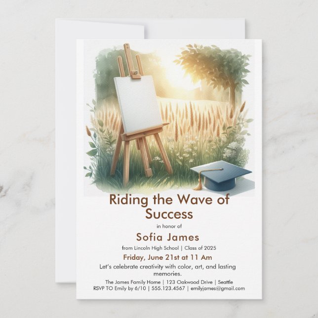 Invitación Art Theme Graduation Party Invitation (Anverso)