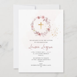 Invitación ArtApp Elegante H2 Rosa Rosa de bautismo