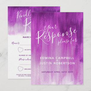 Invitación Arte abstracto de boda respuesta RSVP púrpura malv