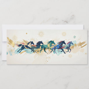 Invitación Arte abstracto de caballos corriendo acuarela dora