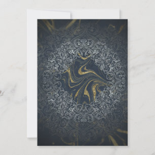 Invitación Arte abstracto de mandala de lujo en oro azul mari