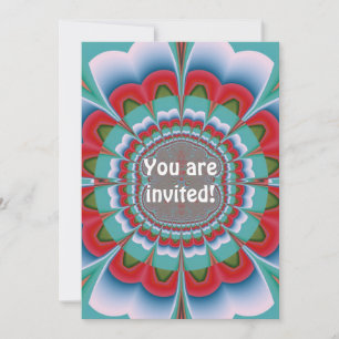 Invitación Arte abstracto de mandala psicodélico retro florec