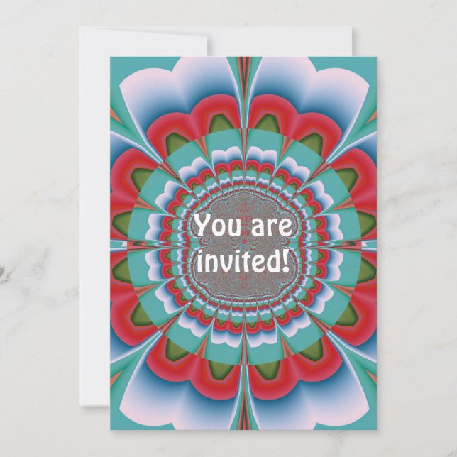 Invitación Arte abstracto de mandala psicodélico retro florec (Anverso)