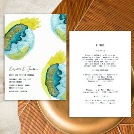 Invitación Arte abstracto en acuarela único para toda la boda