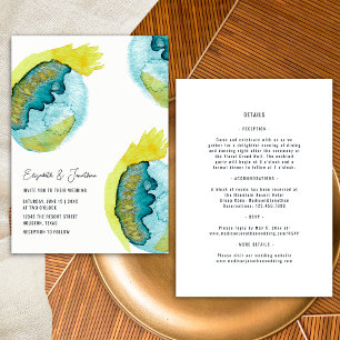 Invitación Arte abstracto en acuarela único para toda la boda